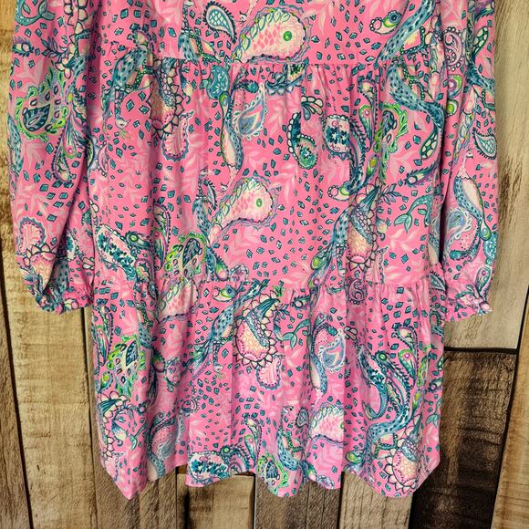 Lilly Pulitzer Dress Winona Stretch Strut Your Stuff Plumeria Pink Medium Beach - Picture 6 of 9